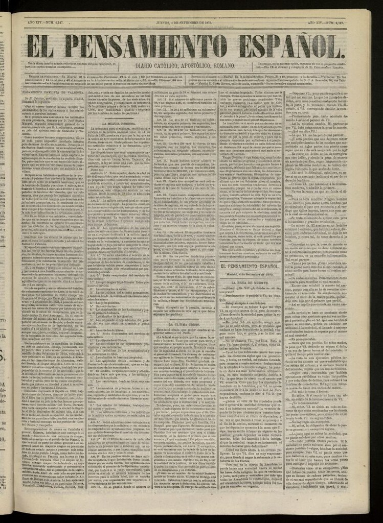 Miniatura de El Pensamiento Español del 4 de septiembre de 1873, nº 4147