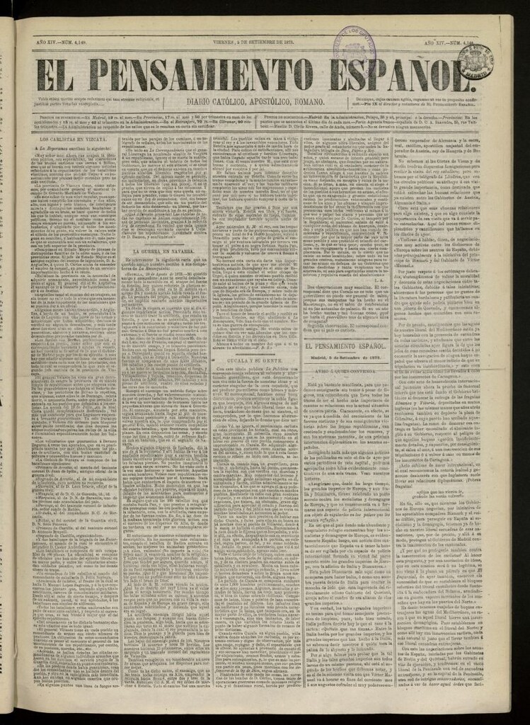 Miniatura de El Pensamiento Español del 5 de septiembre de 1873, nº 4148