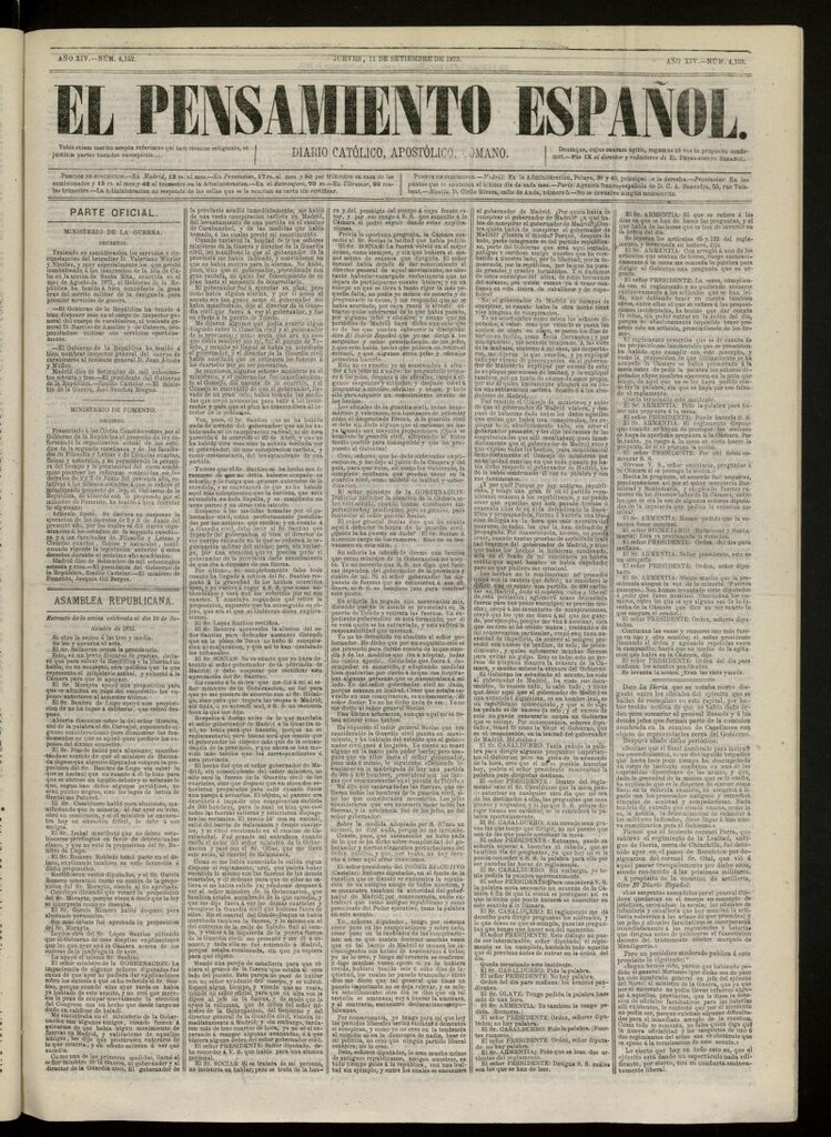 Miniatura de El Pensamiento Español del 11 de septiembre de 1873, nº 4152