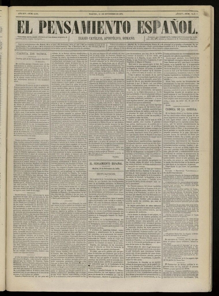 Miniatura de El Pensamiento Español del 16 de septiembre de 1873, nº 4156