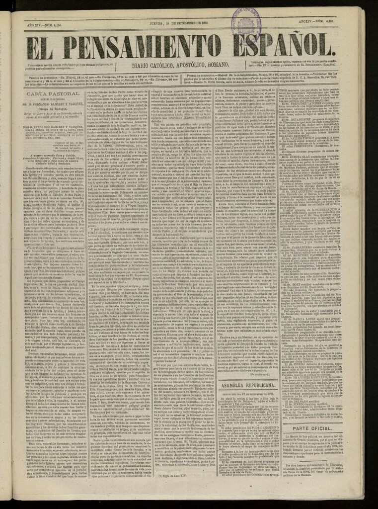 Miniatura de El Pensamiento Español del 18 de septiembre de 1873, nº 4158