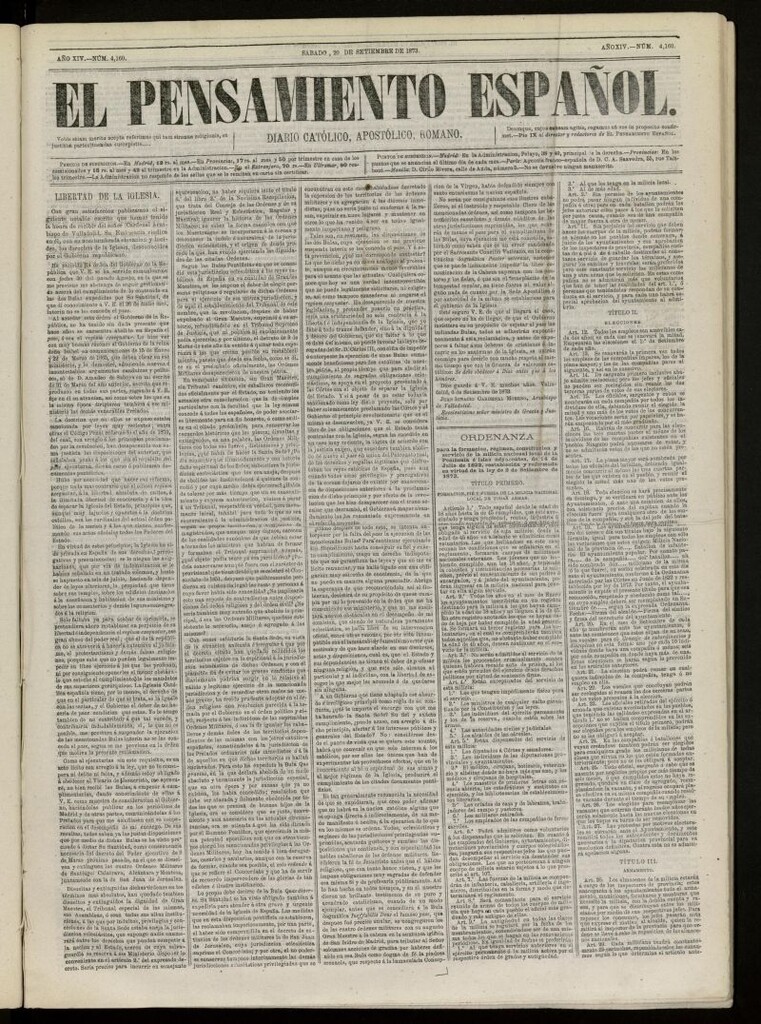 Miniatura de El Pensamiento Español del 20 de septiembre de 1873, nº 4160
