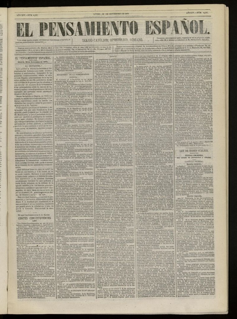 Miniatura de El Pensamiento Español del 22 de septiembre de 1873, nº 4161