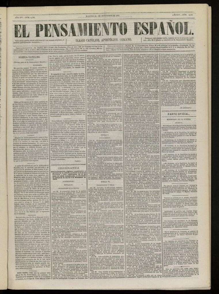 Miniatura de El Pensamiento Español del 23 de septiembre de 1873, nº 4162