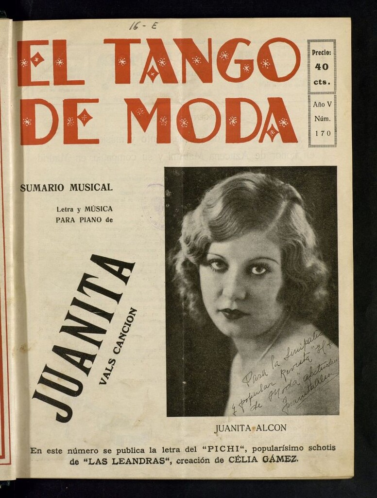 Miniatura de El Tango de Moda : revista popular hispano-americana. Aparece los sábados. Nº 170