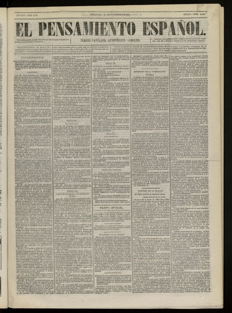 Miniatura de El Pensamiento Español del 24 de septiembre de 1873, nº 4163