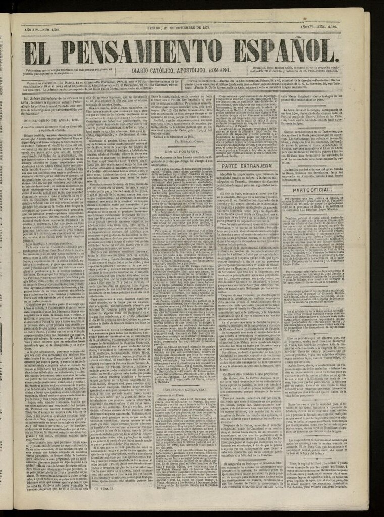 Miniatura de El Pensamiento Español del 27 de septiembre de 1873, nº 4166