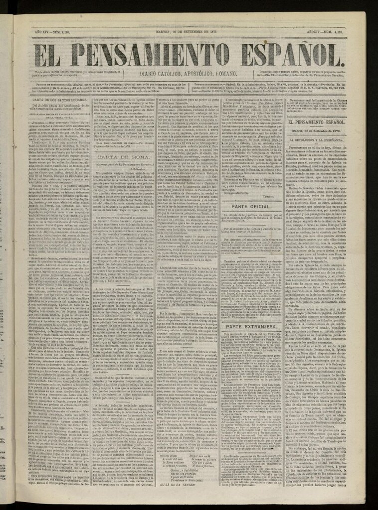 Miniatura de El Pensamiento Español del 30 de septiembre de 1873, nº 4168