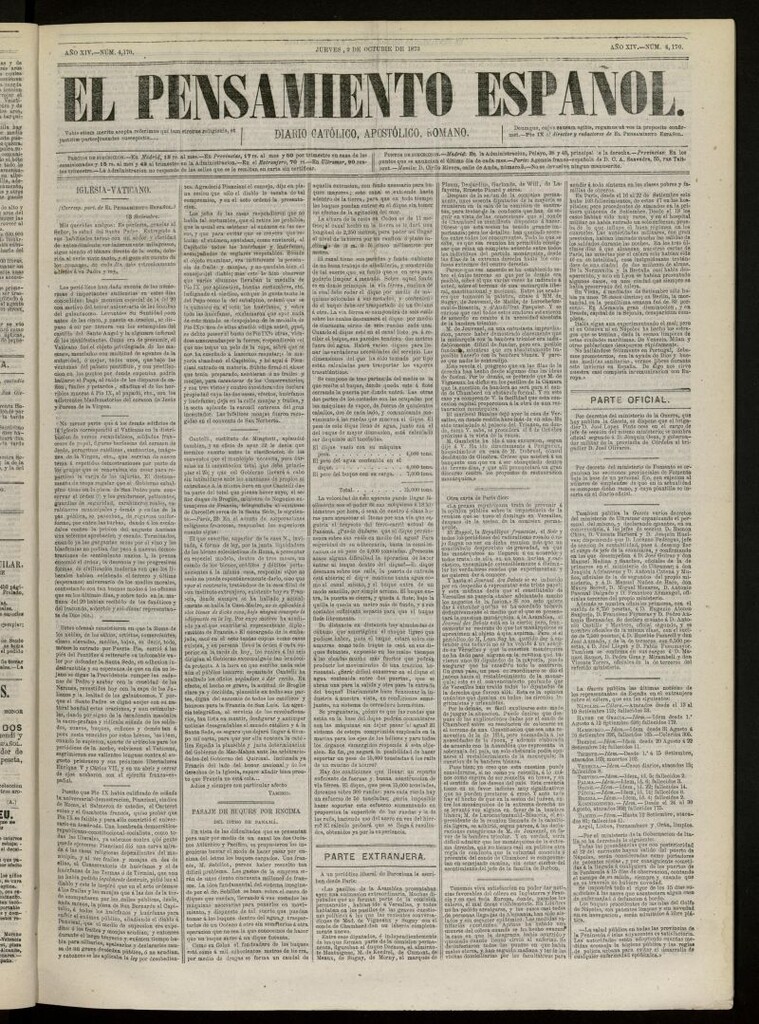 Miniatura de El Pensamiento Español del 2 de octubre de 1873, nº 4170