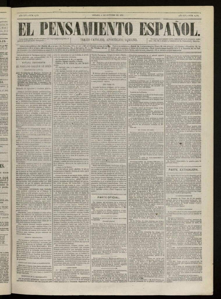 Miniatura de El Pensamiento Español del 4 de octubre de 1873, nº 4172