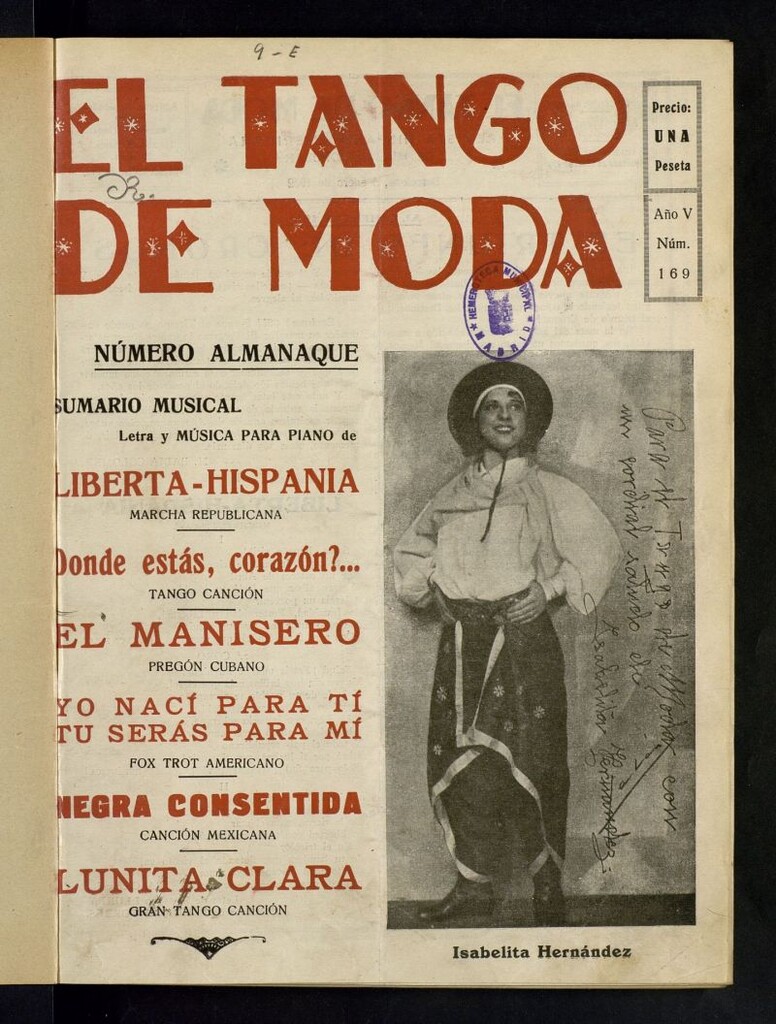 Miniatura de El Tango de Moda : revista popular hispano-americana. Aparece los sábados. Nº 169