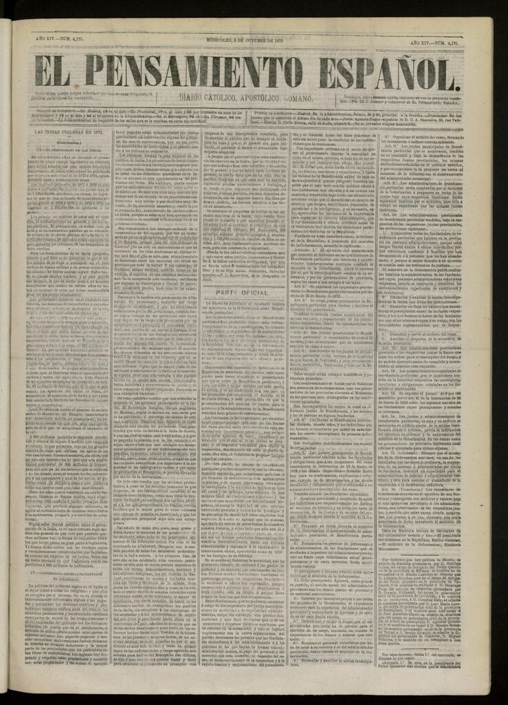 Miniatura de El Pensamiento Español del 8 de octubre de 1873, nº 4175