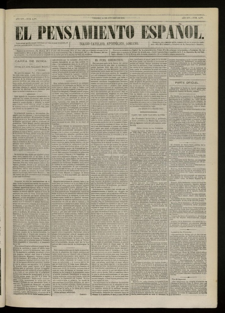 Miniatura de El Pensamiento Español del 10 de octubre de 1873, nº 4177