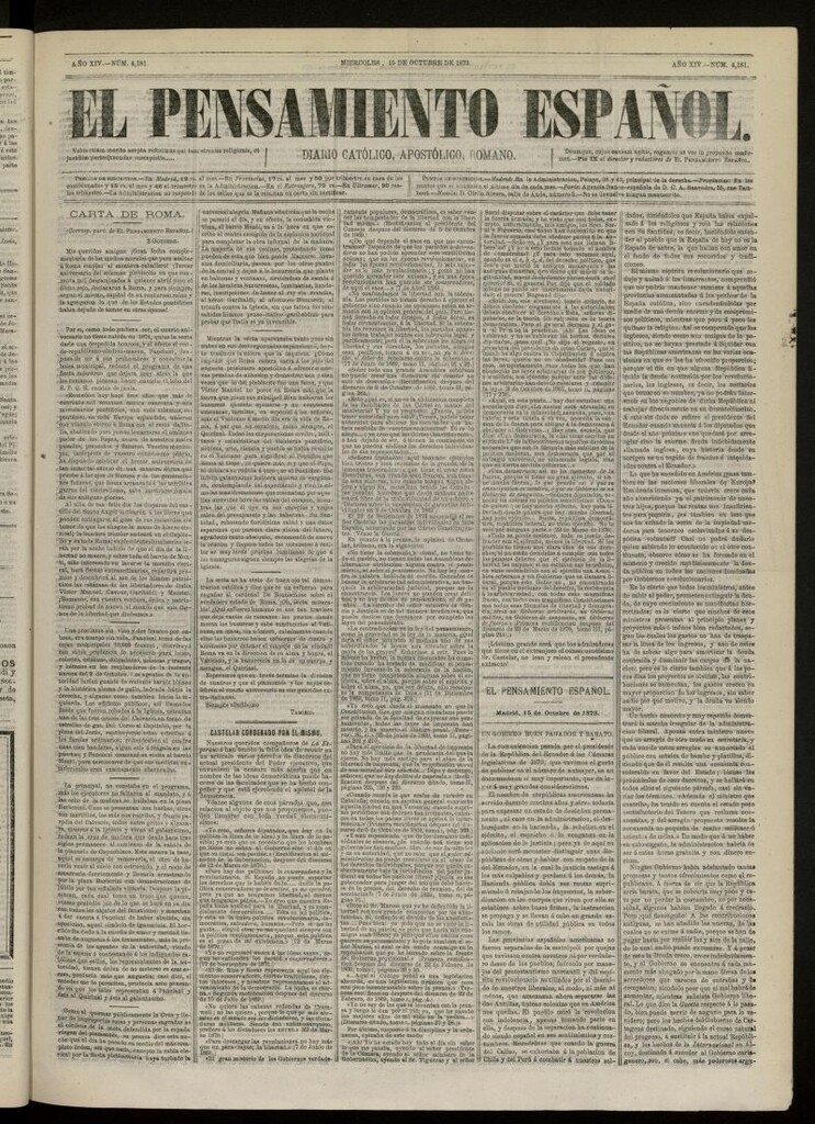 Miniatura de El Pensamiento Español del 15 de octubre de 1873, nº 4181