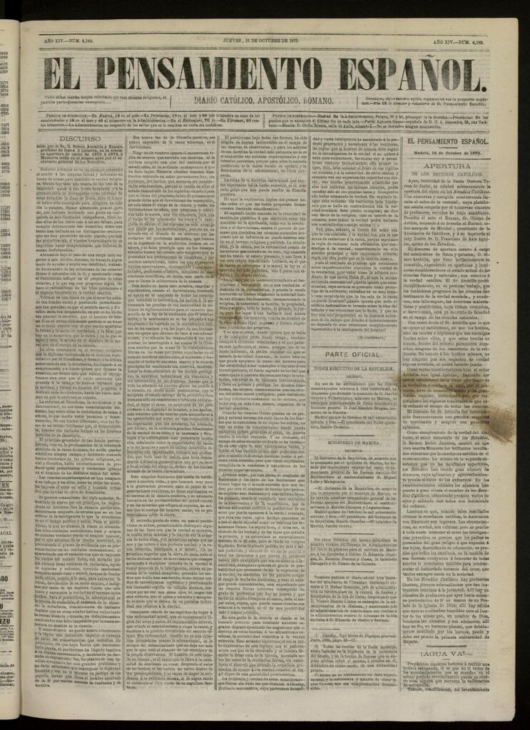 Miniatura de El Pensamiento Español del 16 de octubre de 1873, nº 4182