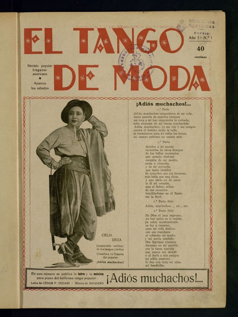Miniatura de El Tango de Moda : revista popular hispano-americana. Aparece los sábados. Nº 1