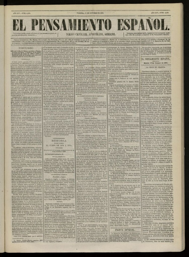 Miniatura de El Pensamiento Español del 17 de octubre de 1873, nº 4183
