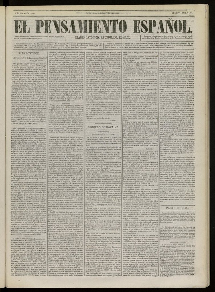 Miniatura de El Pensamiento Español del 22 de octubre de 1873, nº 4187