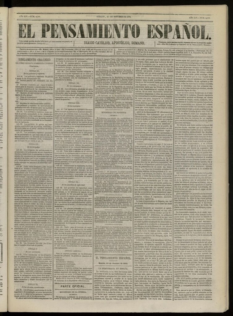 Miniatura de El Pensamiento Español del 25 de octubre de 1873, nº 4190
