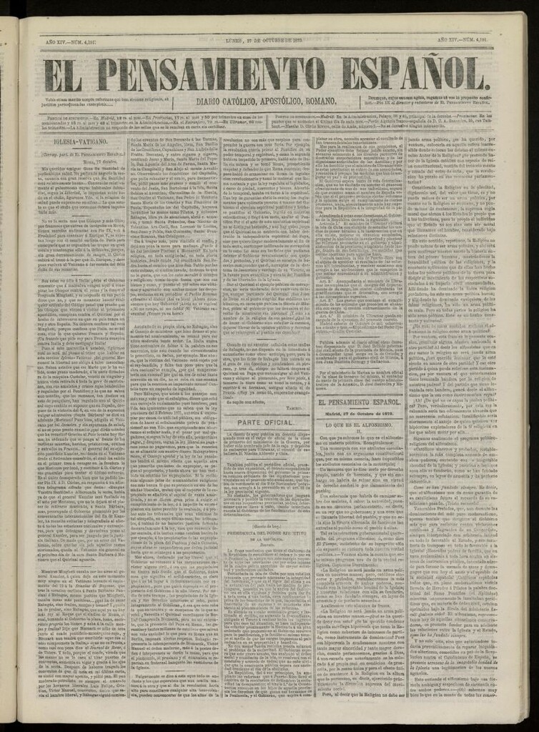 Miniatura de El Pensamiento Español del 27 de octubre de 1873, nº 4191