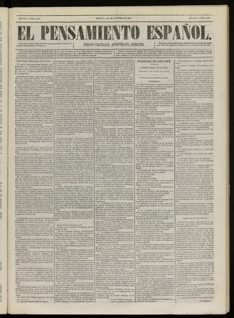 Miniatura de El Pensamiento Español del 28 de octubre de 1873, nº 4192