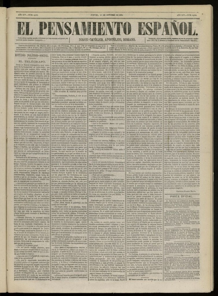 Miniatura de El Pensamiento Español del 30 de octubre de 1873, nº 4194
