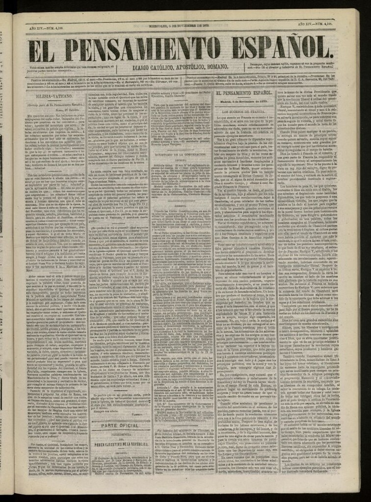 Miniatura de El Pensamiento Español del 5 de noviembre de 1873 nº 4198