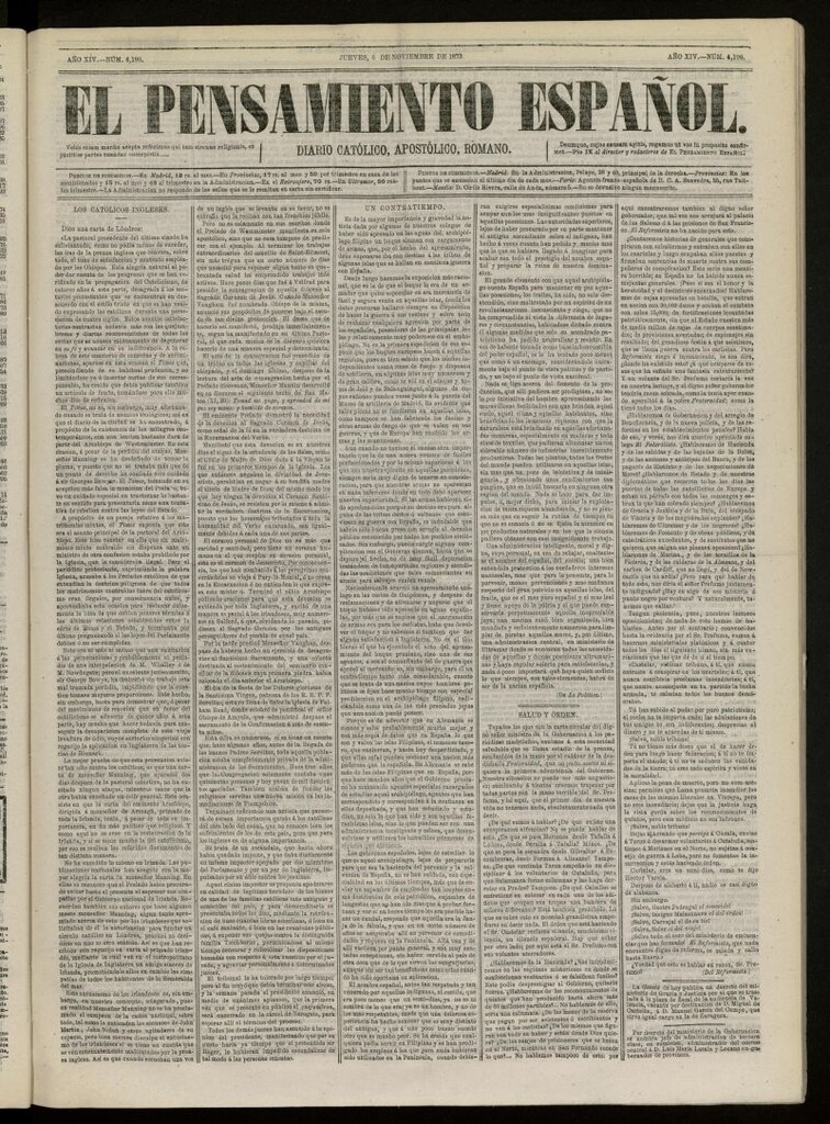 Miniatura de El Pensamiento Español del 6 de noviembre de 1873, nº 4199
