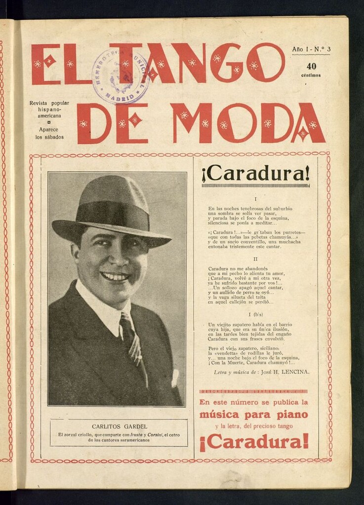 Miniatura de El Tango de Moda : revista popular hispano-americana. Aparece los sábados. Nº 3