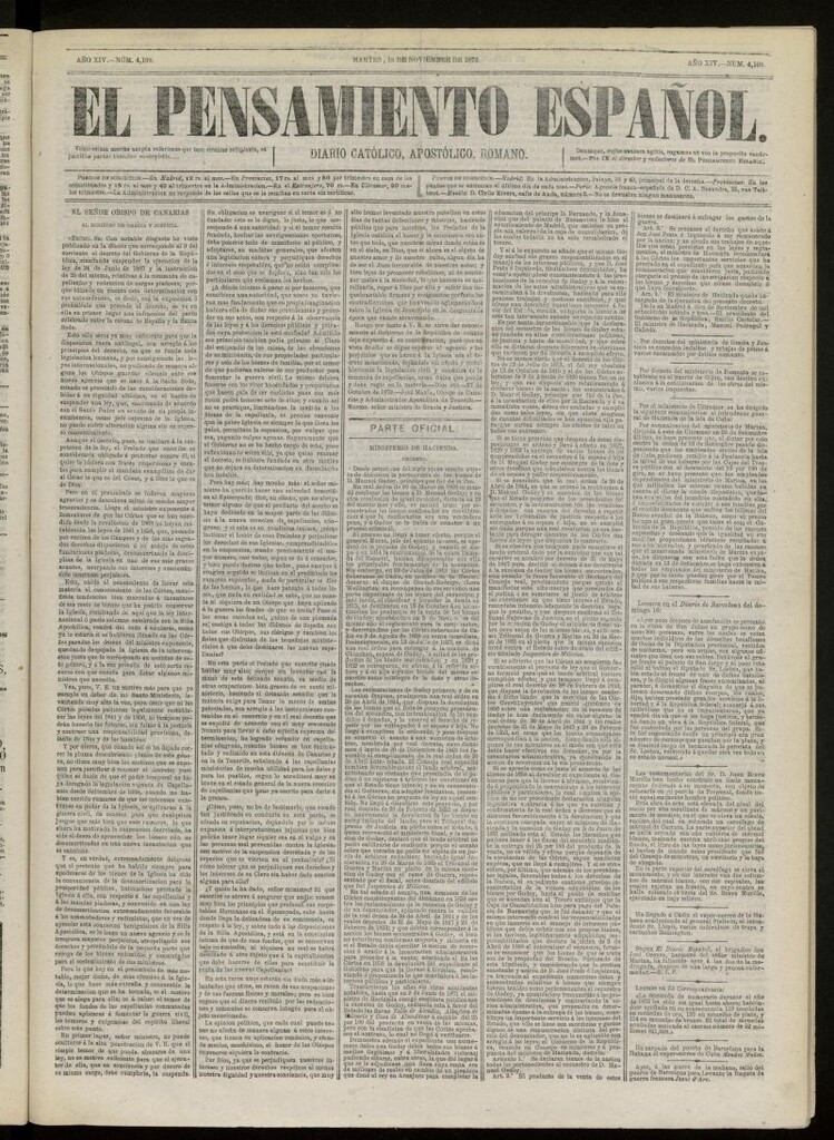 Miniatura de El Pensamiento Español del 18 de noviembre de 1873, nº 4109[sic]