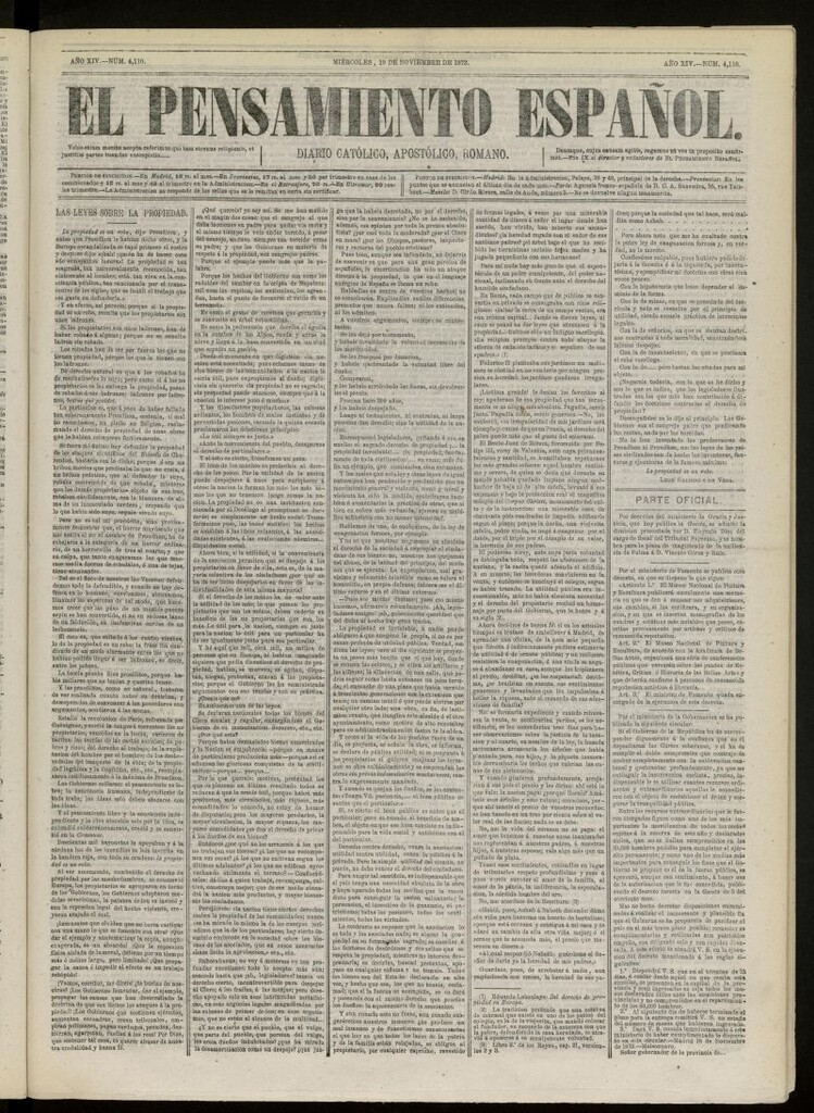 Miniatura de El Pensamiento Español del 19 de noviembre de 1873, nº 4110[sic]