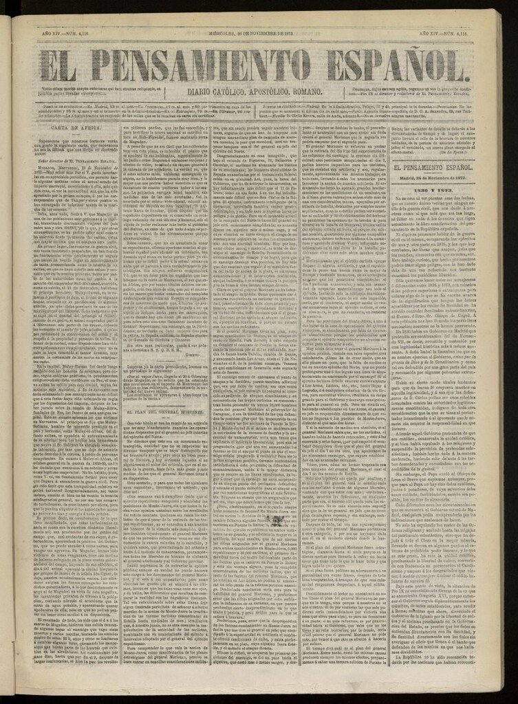 Miniatura de El Pensamiento Español del 26 de noviembre de 1873, nº 4116[sic]