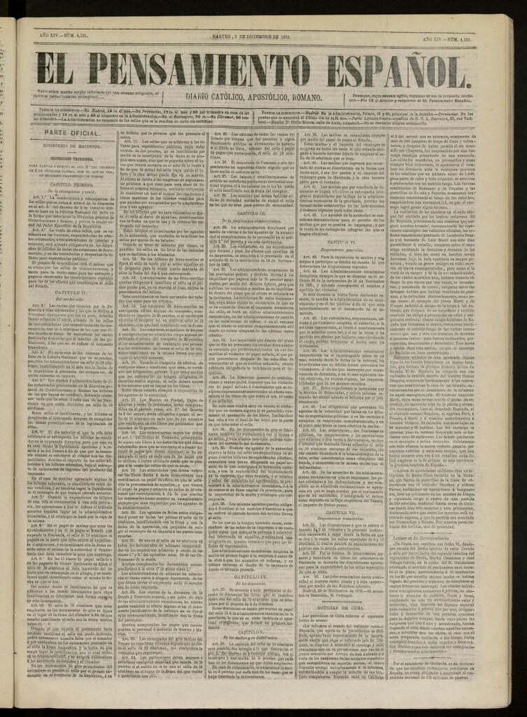 Miniatura de El Pensamiento Español del 2 de diciembre de 1873, nº 4121[sic]