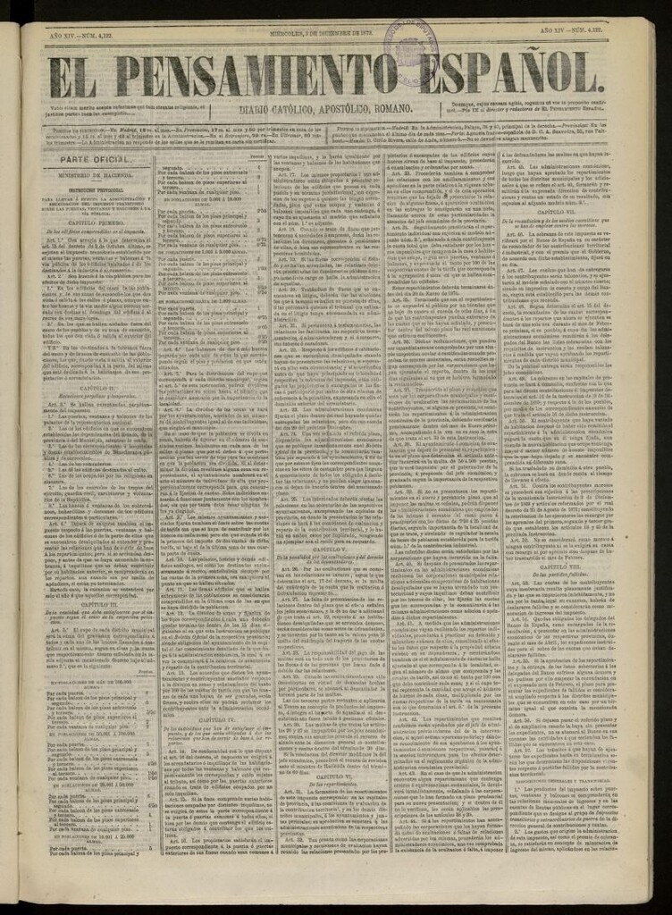 Miniatura de El Pensamiento Español del 3 de diciembre de 1873, nº 4122[sic]