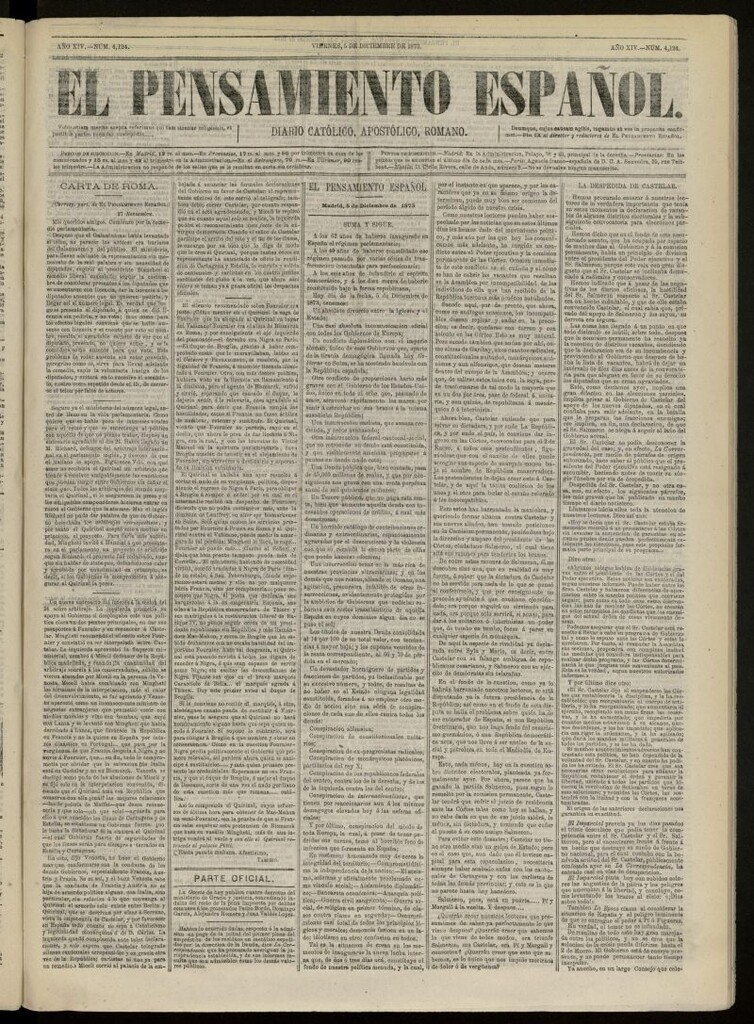 Miniatura de El Pensamiento Español del 5 de diciembre de 1873, nº 4124[sic]