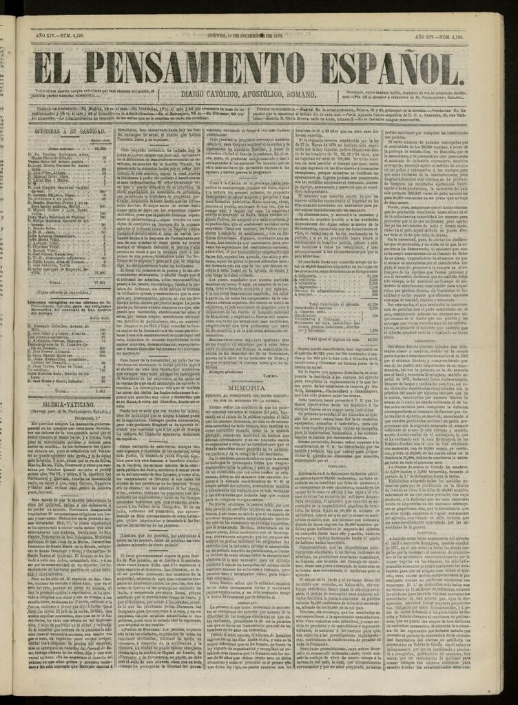 Miniatura de El Pensamiento Español del 11 de diciembre de 1873, nº 4129[sic]