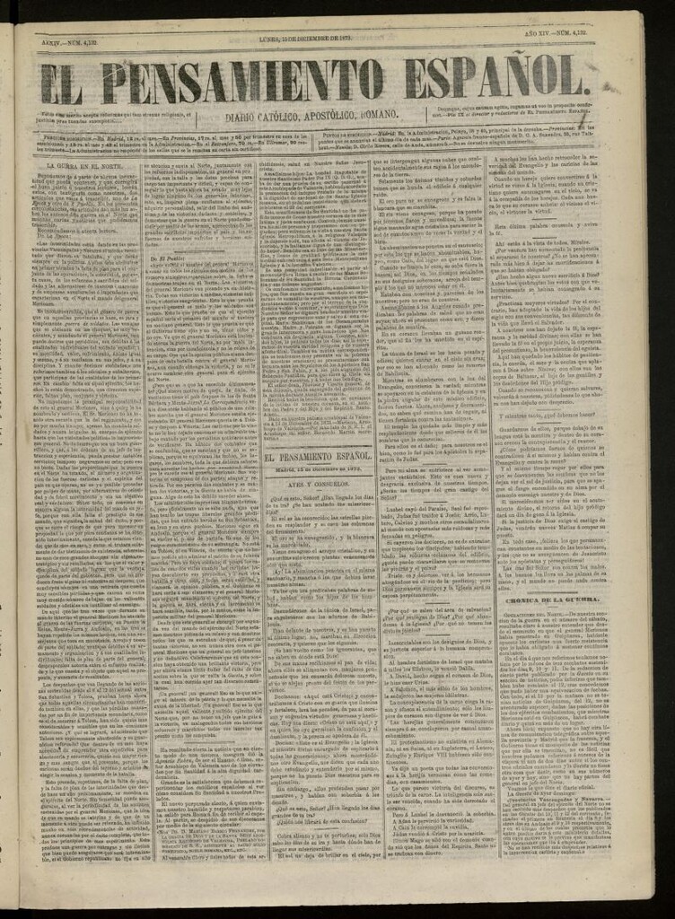 Miniatura de El Pensamiento Español del 15 de diciembre de 1873, nº 4132[sic]