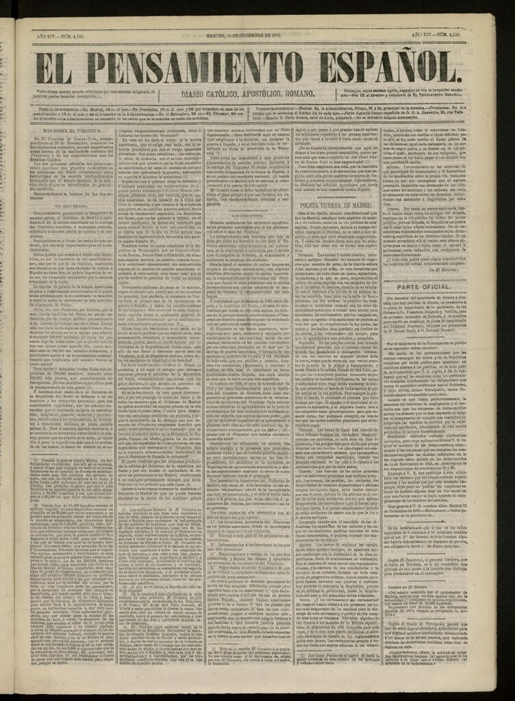 Miniatura de El Pensamiento Español del 16 de diciembre de 1873, nº 4133[sic]