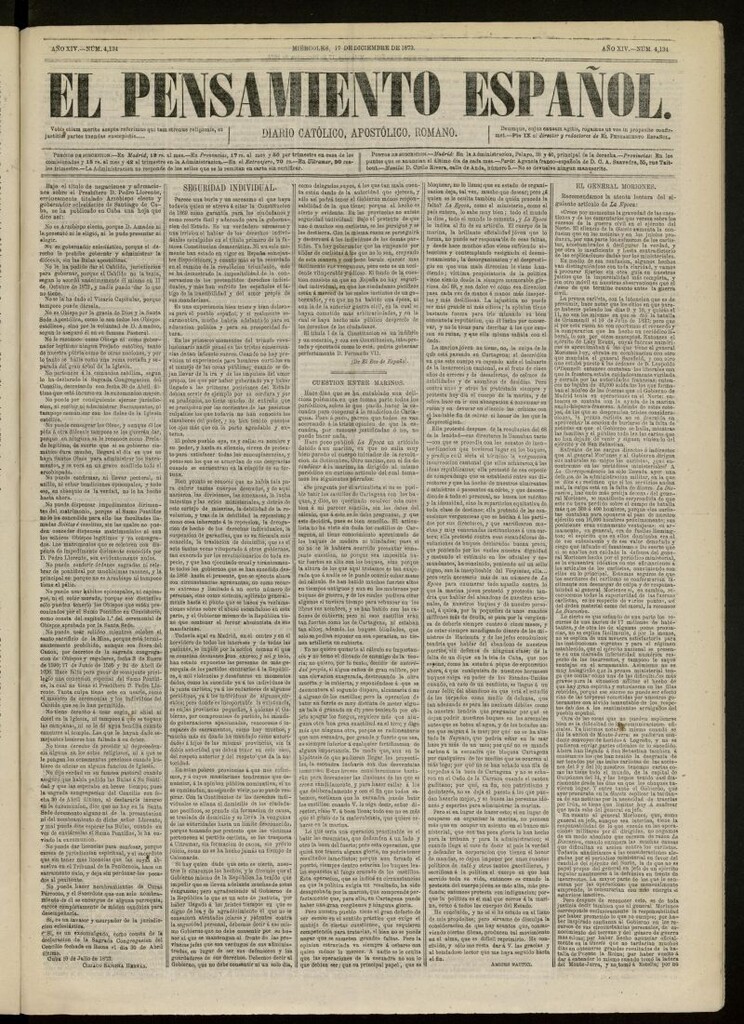 Miniatura de El Pensamiento Español del 17 de diciembre de 1873, nº 4134[sic]