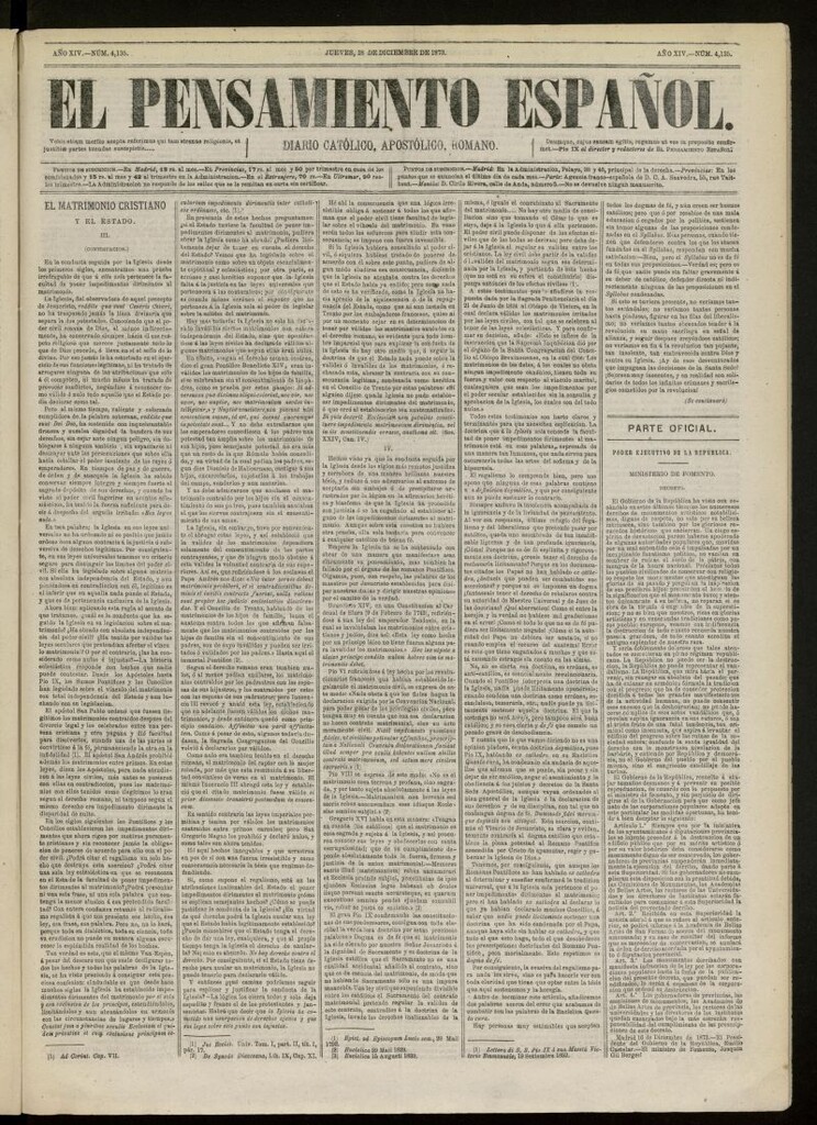 Miniatura de El Pensamiento Español del 18 de diciembre de 1873, nº 4135[sic]