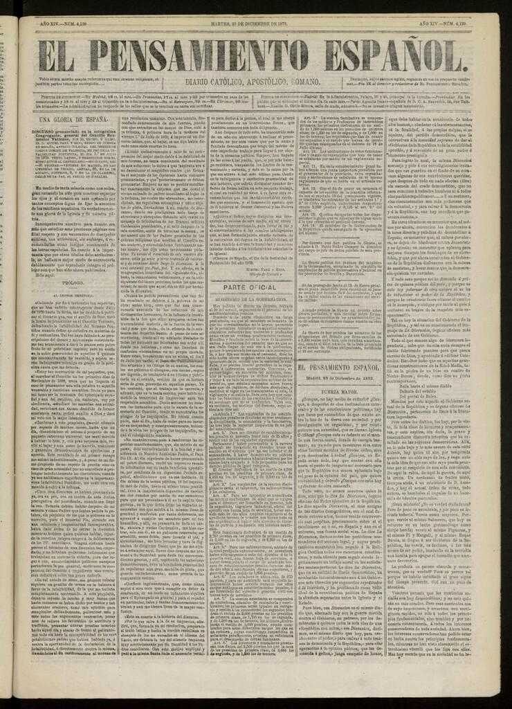 Miniatura de El Pensamiento Español del 23 de diciembre de 1873, nº 4139[sic]