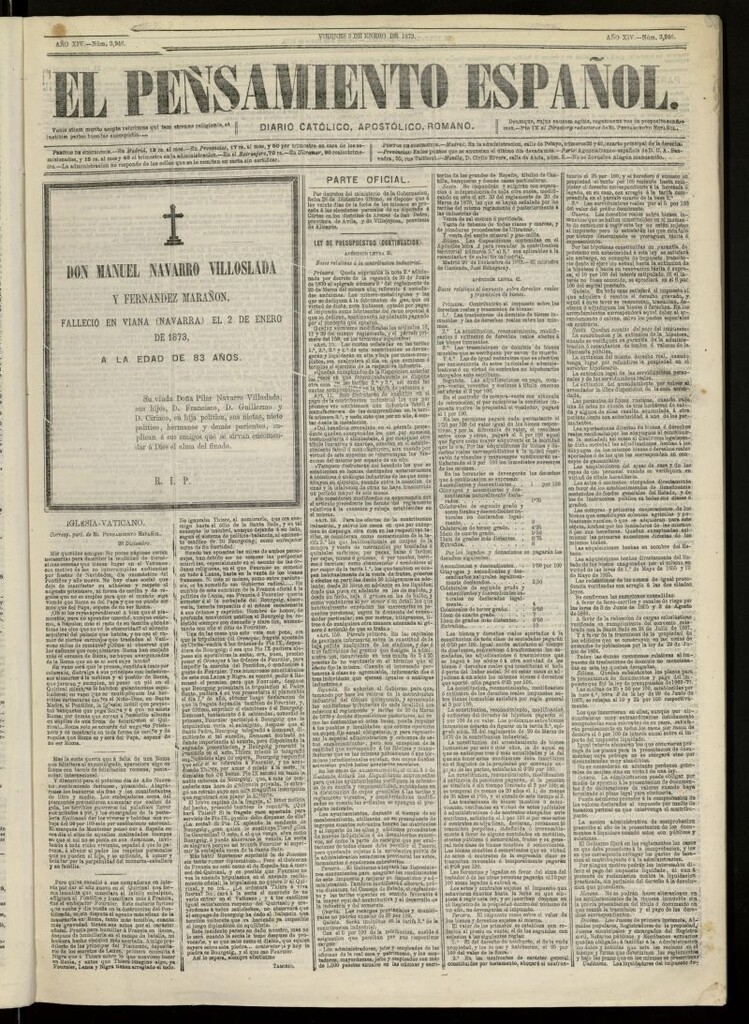 Miniatura de El Pensamiento Español del 3 de enero de 1873, nº 3946