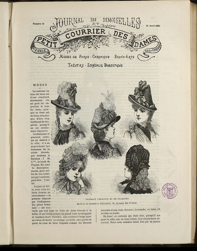 Miniatura de Journal des Demoiselles et Petit courrier des dames del 11 de Abril de 1885