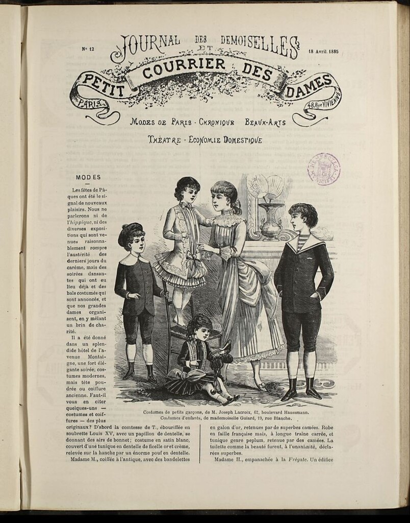 Miniatura de Journal des Demoiselles et Petit courrier des dames del 18 de Abril de 1885