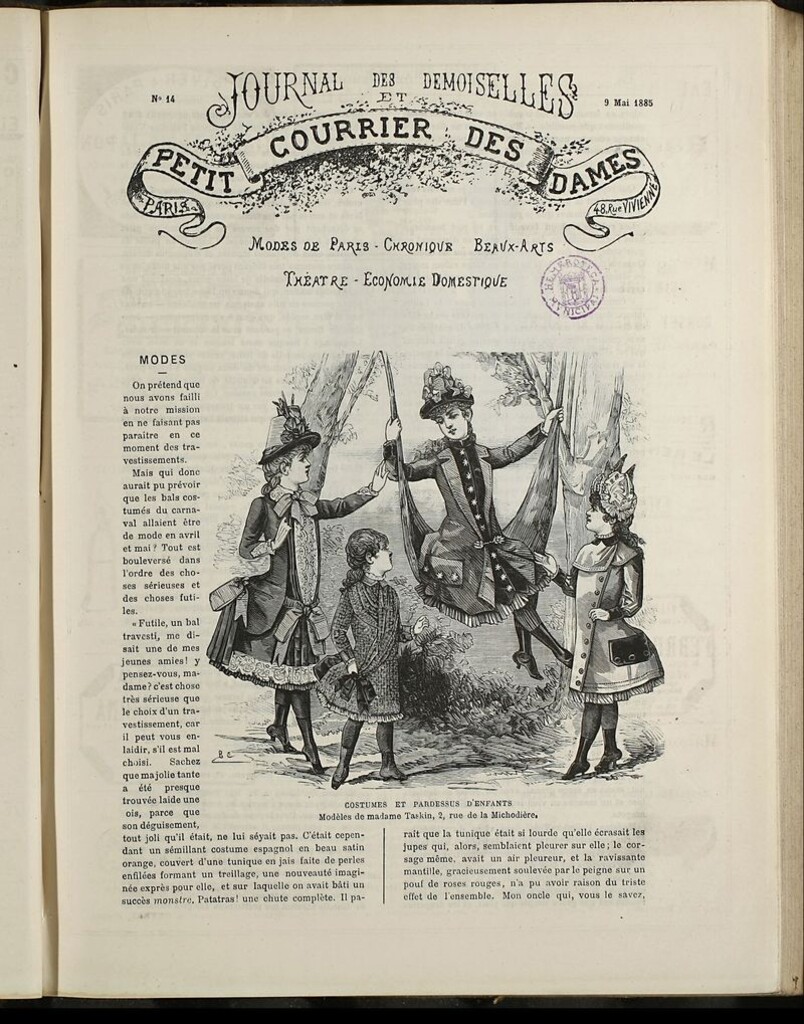 Miniatura de Journal des Demoiselles et Petit courrier des dames del 9 de Mayo de 1885