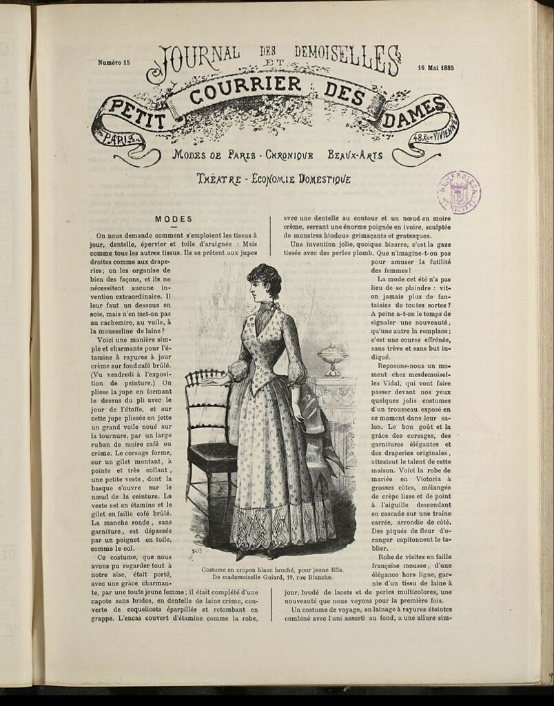Miniatura de Journal des Demoiselles et Petit courrier des dames del 16 de Mayo de 1885