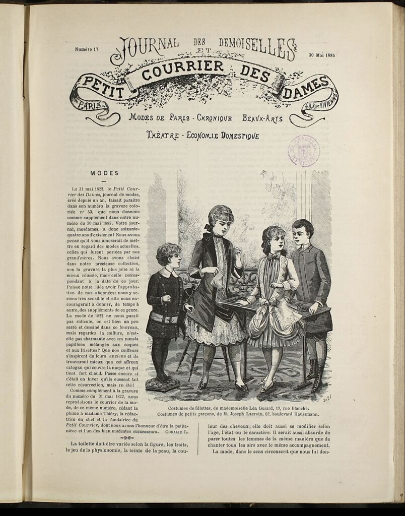 Miniatura de Journal des Demoiselles et Petit courrier des dames del 30 de Mayo de 1885