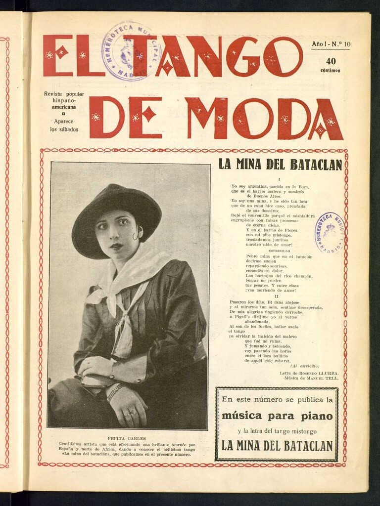 Miniatura de El Tango de Moda : revista popular hispano-americana. Aparece los sábados. Nº 10