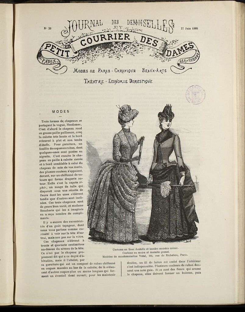 Miniatura de Journal des Demoiselles et Petit courrier des dames del 27 de Junio de 1885