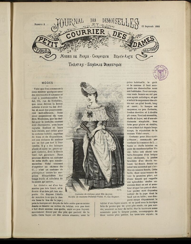 Miniatura de Journal des Demoiselles et Petit courrier des dames del 12 de Septiembre de 1885
